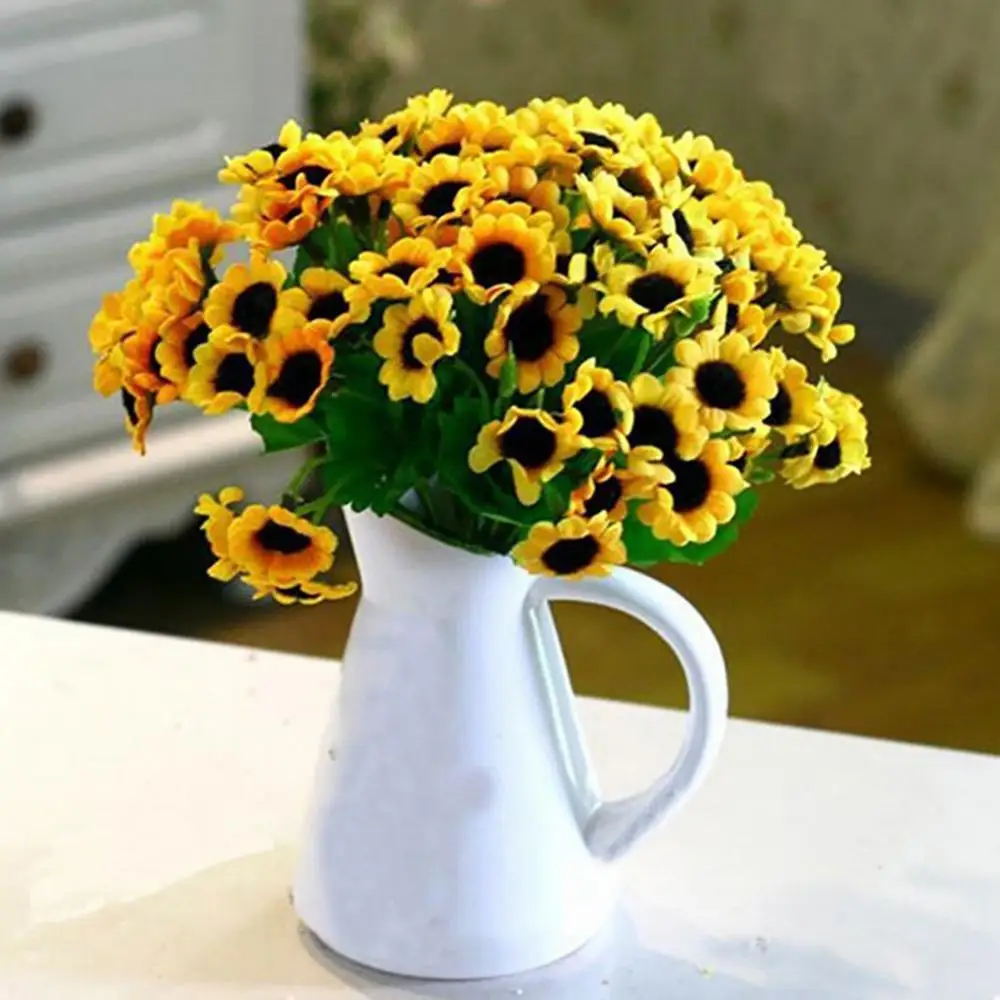 

40%HOT1 Bouquet 15 Heads 7 Branches Artificial Faux Silk Sunflower Home Party Decor