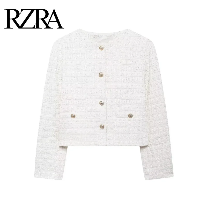 Женская текстурированная блузка RZRA с круглым вырезом и длинным рукавом