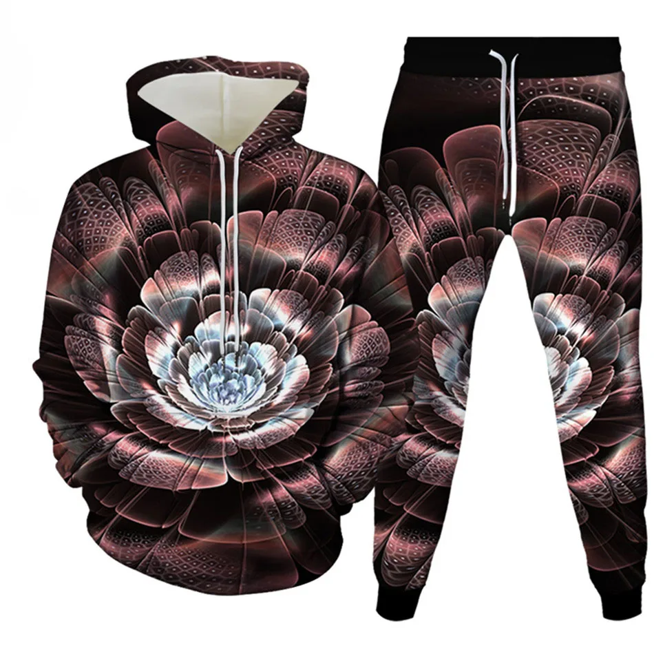 Костюм спортивный мужской из двух предметов толстовка с капюшоном и принтом