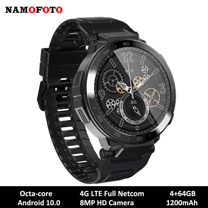 

4G Smart Watch For Men 1200mAh 4+64GB Octa-core Android 10 Smartwatch 8MP Camera Support WIFI SIM Card Heart Rate Sports Watches