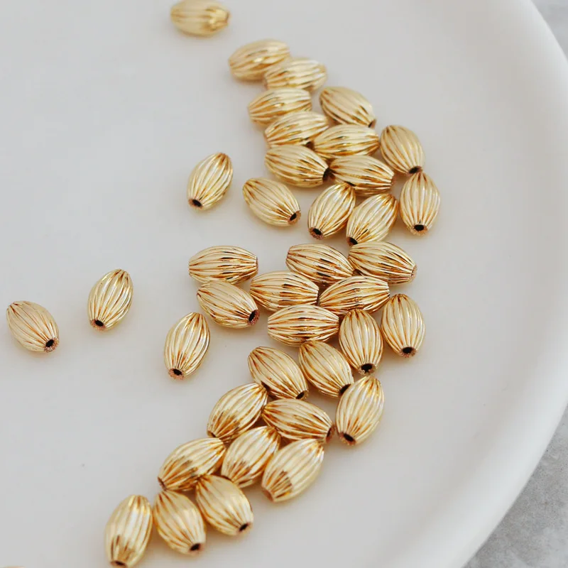 20 шт. 5*8 мм 14 к позолоченные латунные овальные бусины для браслетов