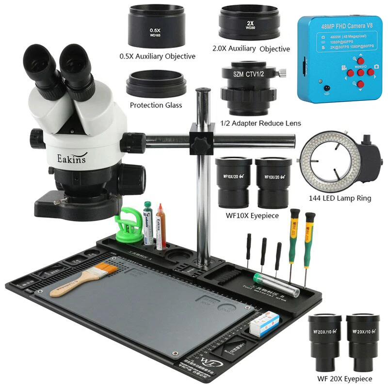 

3.5X-90X 180X Simul-Focal Continuous Zoom Trinocular Stereo Microscope 48MP 2K HDMI USB Camera 1/2 CTV Adapter Big Workbench