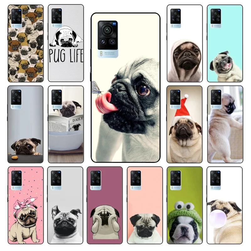 

Animal Cute Pug Dog Phone Case for VIVO V21E V21 V23 V23E V2109 Y53S Y33S Y55 Y76 Y31 Y21 Y72 Y01 Y21S Y11S