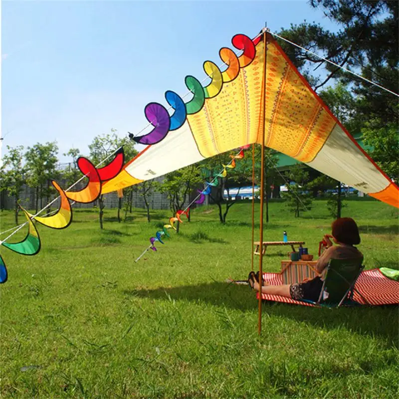

Fabric Triple Colorful Wind Strip Foldable Two Hooks Outdoor Wind Strip Simple Camping Windmill Bunting Wind Tube Pvc