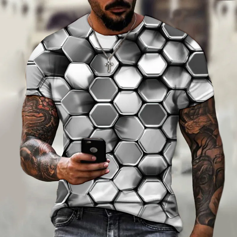 

Summer Men T-Shirt 3D Printed Sense of Technolog Short Sleeve Tops Tees Fashion Hip-Hop Streetwear Casual Man Clothing Harajuku