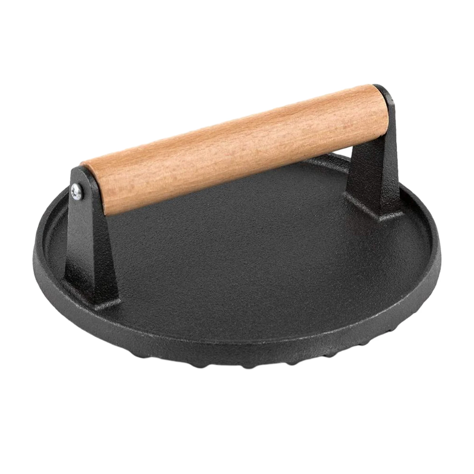 

Для Гриль-стейка, Круглый с деревянной ручкой, домашний чугунный инструмент для приготовления мяса, пресс для бекона, бургеров, сэндвичей из говядины, сверхмощный