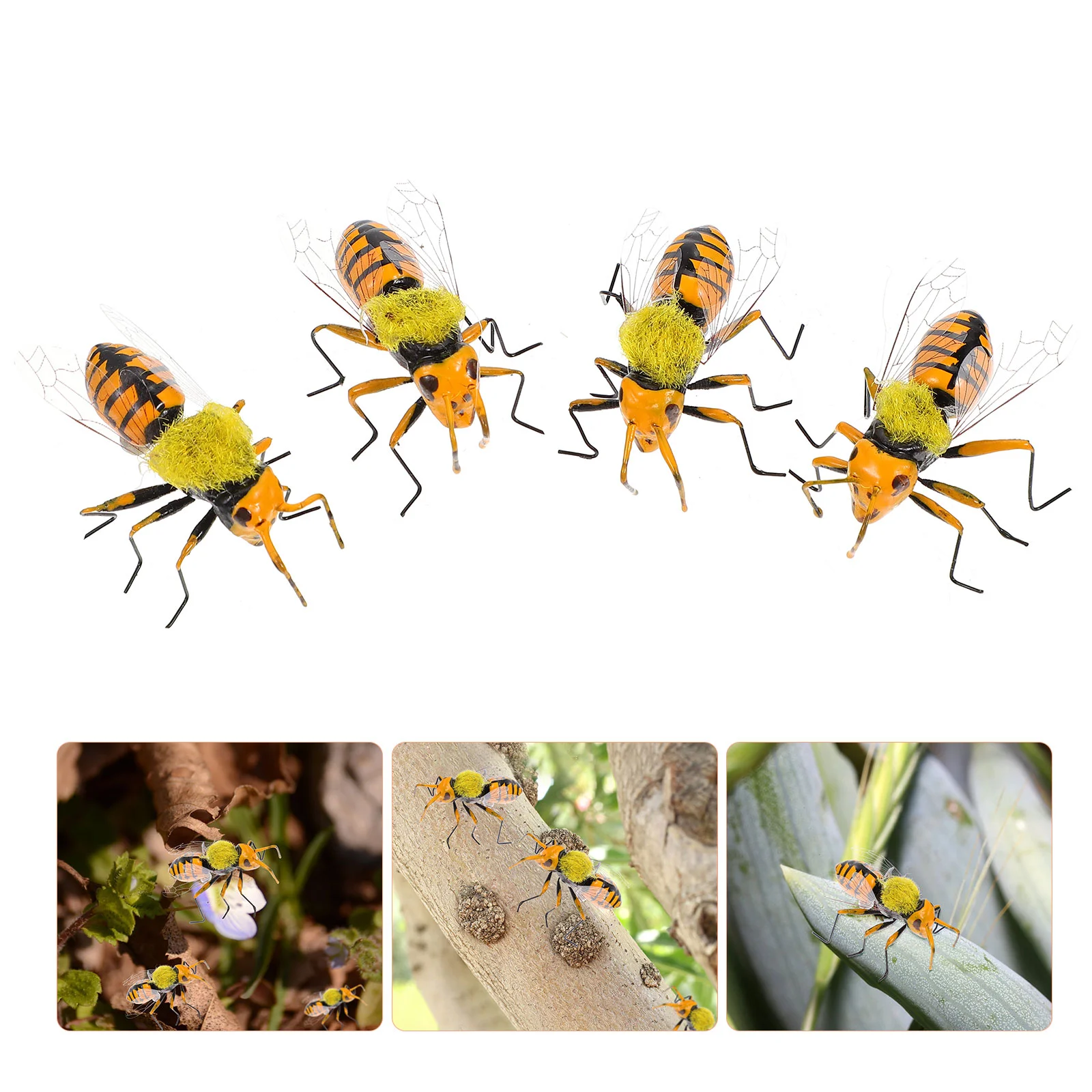 

4 Pcs Wild Bee Landscaping Decoration Gardening Supplies Statues Sculpture Mini Toys Kids Clay Insect Dollhouse Accessories