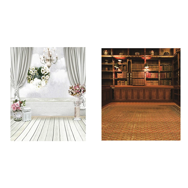 

2 Pcs Backdrop Prop Curtain Backdrop Studio Flower Photo Photography Floor Background, 5X7FT & 3X5FT