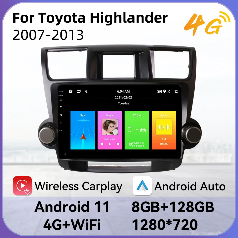 

Автомагнитола 2 Din на Android для Toyota Highlander 2007-2013, экран 10,1 дюйма, навигация, GPS, мультимедийный плеер, Авторадио