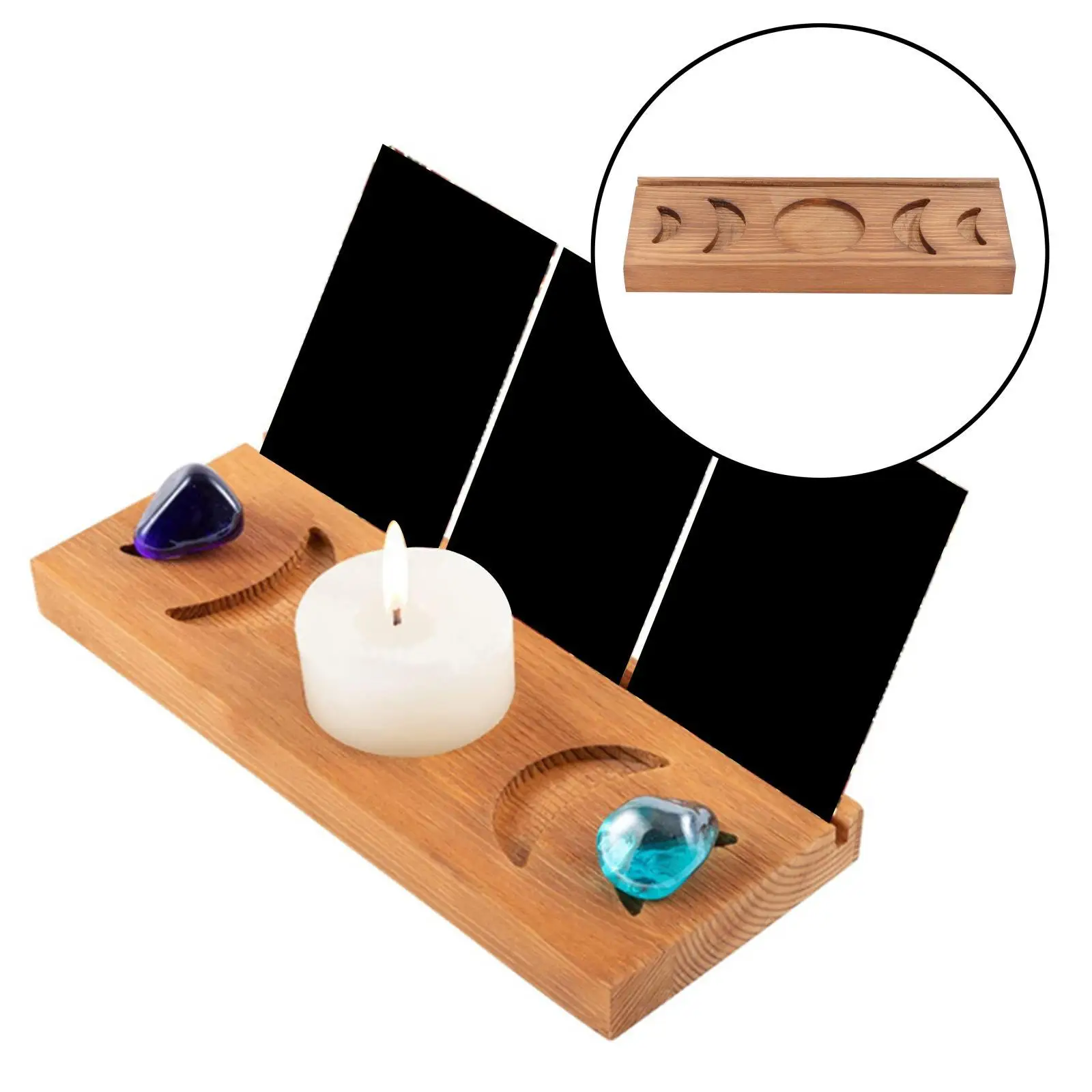 

Подставка Тройная в форме Луны, деревянный держатель для карт, свечей, гадания, инструменты для дома, спальни, офиса