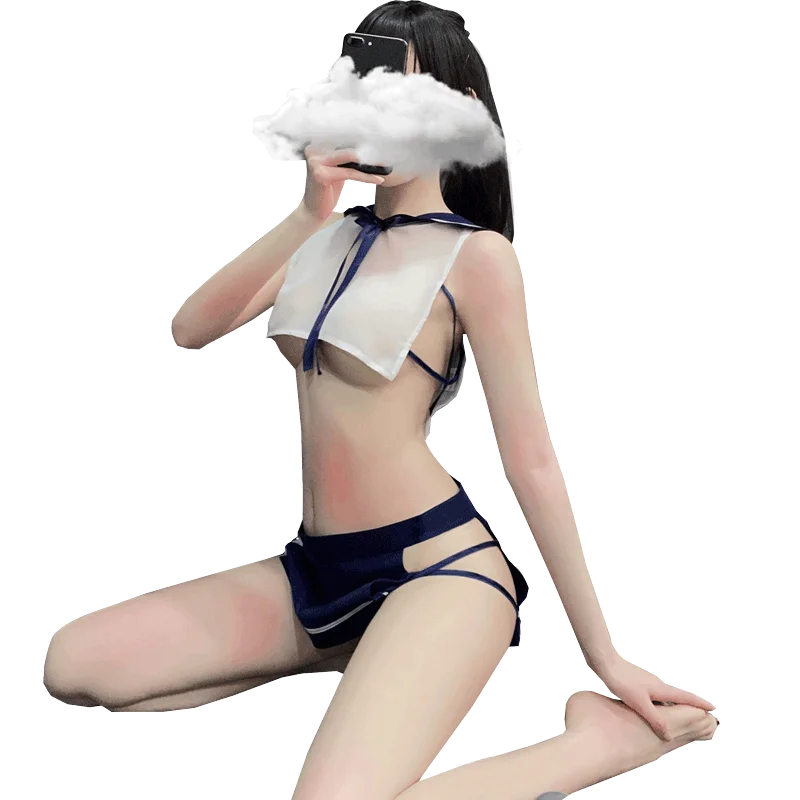 

Schoolgirl Sexy Lingerie Hot Temptation See Throught Sailor Collar Top Erotic Perspective Mini Skirt Open Maid Cosplay Oufit 18+