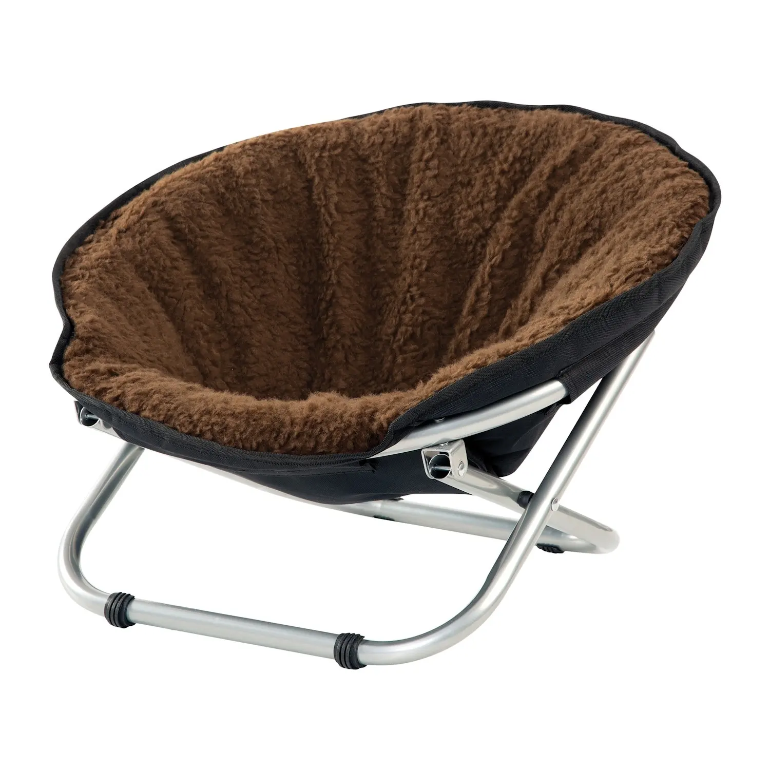 

Folding Pet Cot Chair - Cat Bed, Brown Fleece Top Papasan Chair for Sm