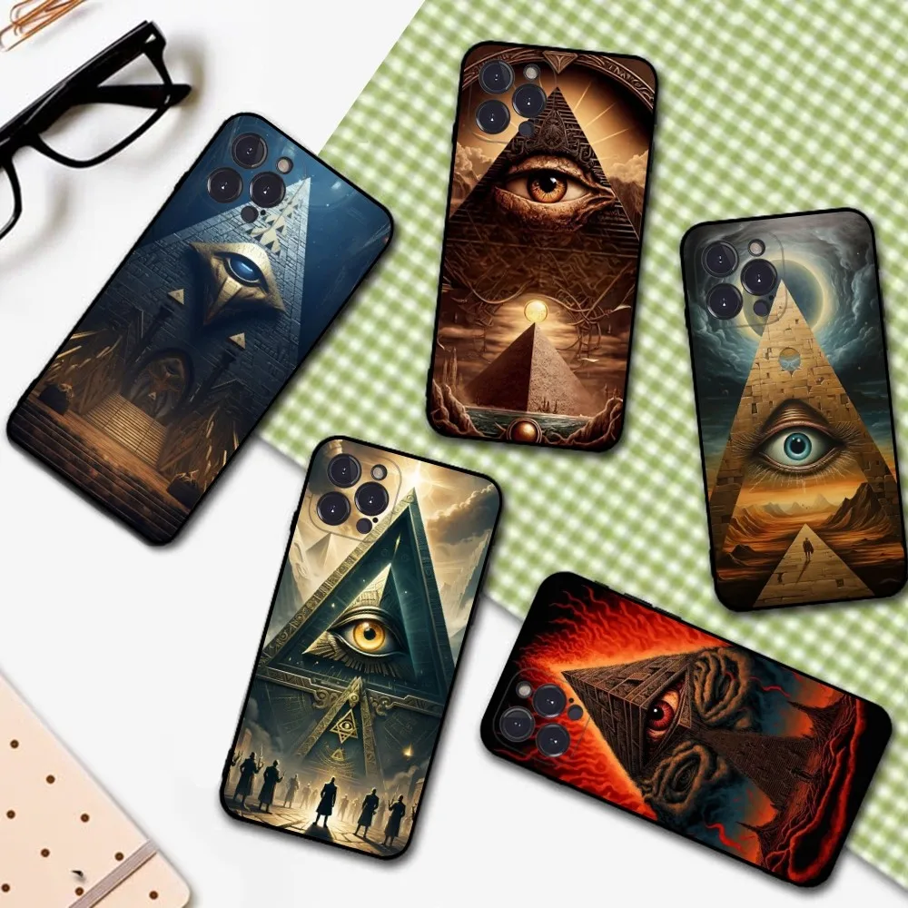 Чехол для телефона Illuminati Eye Occult Pyramid iPhone 16 15 8 7 6 6S Plus X SE XR XS 14 11 12 13 Mini Pro Max чехол
