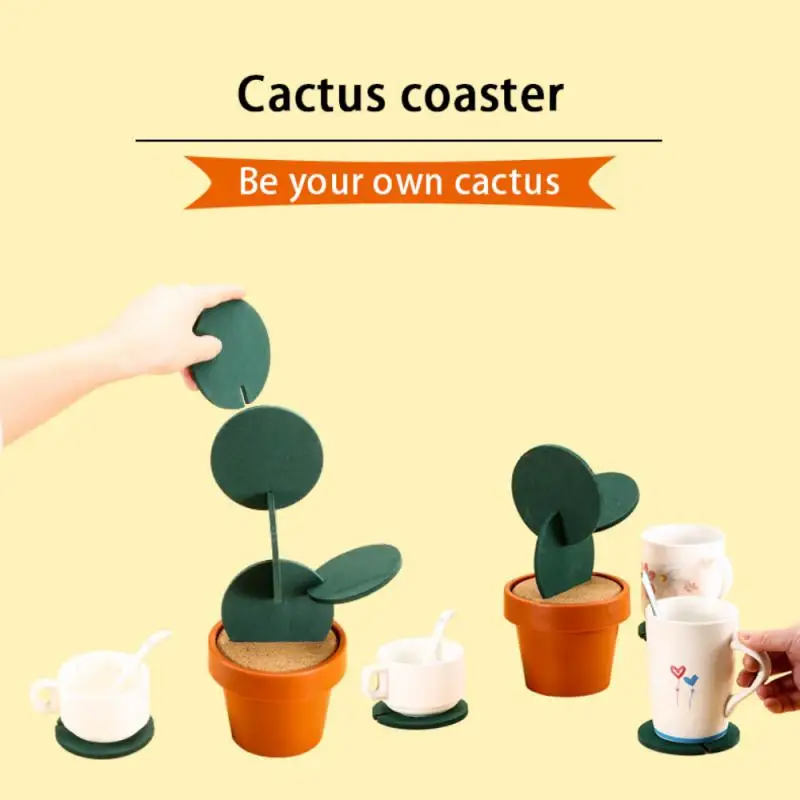 

Creative Cactus Non-slip Coaster Insulated Tea Mat DIY Home Tableware Coffee Cup Holder Household Kitchen Coaster