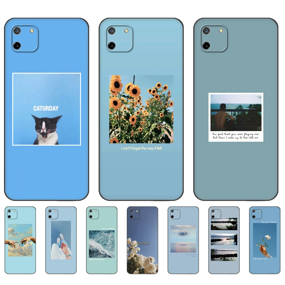 

Black tpu Case For OPPO Realme 8i C25 C25S C11 2020 2021 C20 C21 C21Y C25Y Back blue Pink Aesthetics songs lyrics Aesthetic