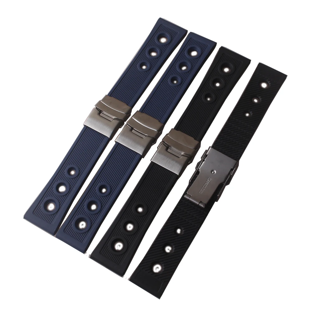 Ремешки для часов Breit-ling силиконовые синие черные 22 мм 24