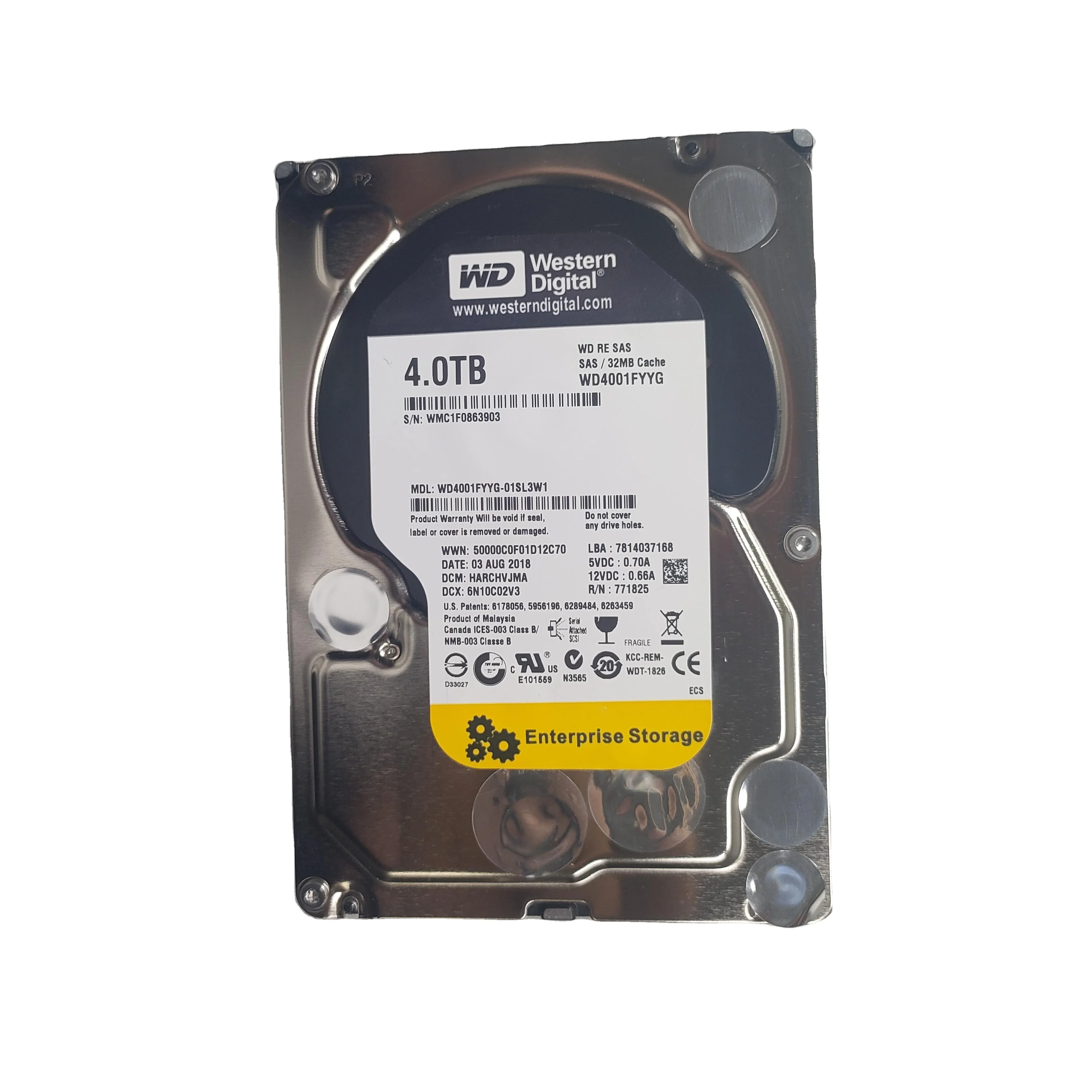 Оригинальный жесткий диск WD4001FYYG 4 ТБ SAS 7 2 K 6G 3.5HDD