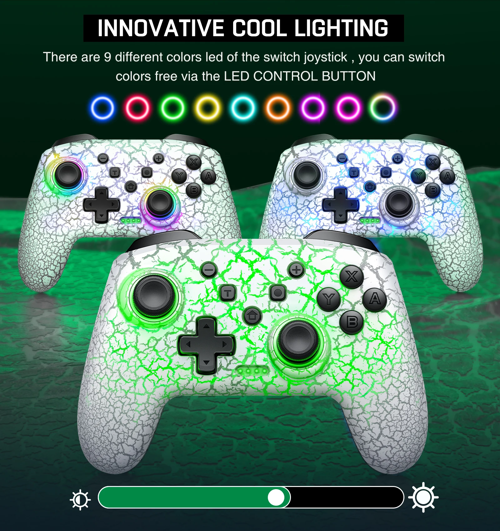 Беспроводной контроллер DinoFire 2 4G Bluetooth геймпад с RGB светильник 6 осей для Nintendo Switch