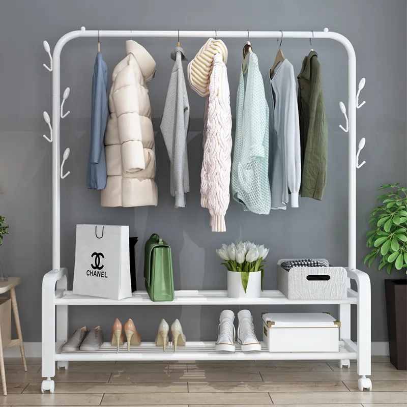 Простая вешалка для одежды напольная складная в спальню балкона бытовая