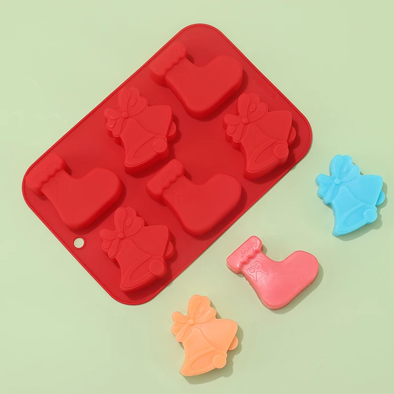 

Silicone Mold Christmas Bell Sock Styling Cake Mold Cookies Waffles Pastries Ice Cubes Candy Baking Tools Home Kitchen DIY