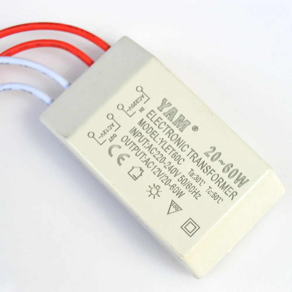 Voltage transformer 220V to AC 12V Electronic Transformer Converter 20 TO 60W Halogen Light Driver Power Supply |