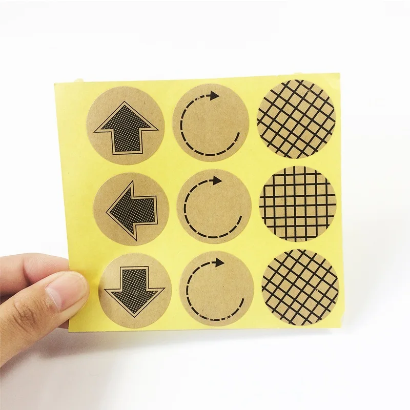 

450PCS/Lot Lattice & Arrow series Round Kraft paper Sticker for Handmade Products Gift seal sticker 30mm Wholesale