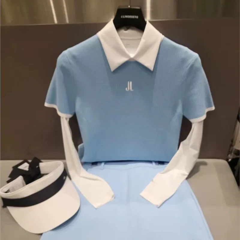 Women's Solid Crew Neck Ribbed Knit Short Sleeve Top T Shirts Ice silk