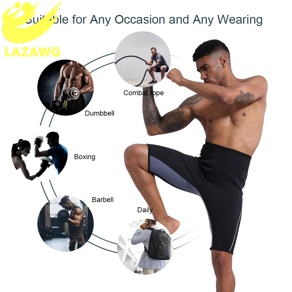 LAZAWG Men Sauna Sweat Suit Set Tops + Pant Body Shaper Shorts Slim Neoprene Shapewear Waist Trainer Vest Workout Shirt Fat Burn