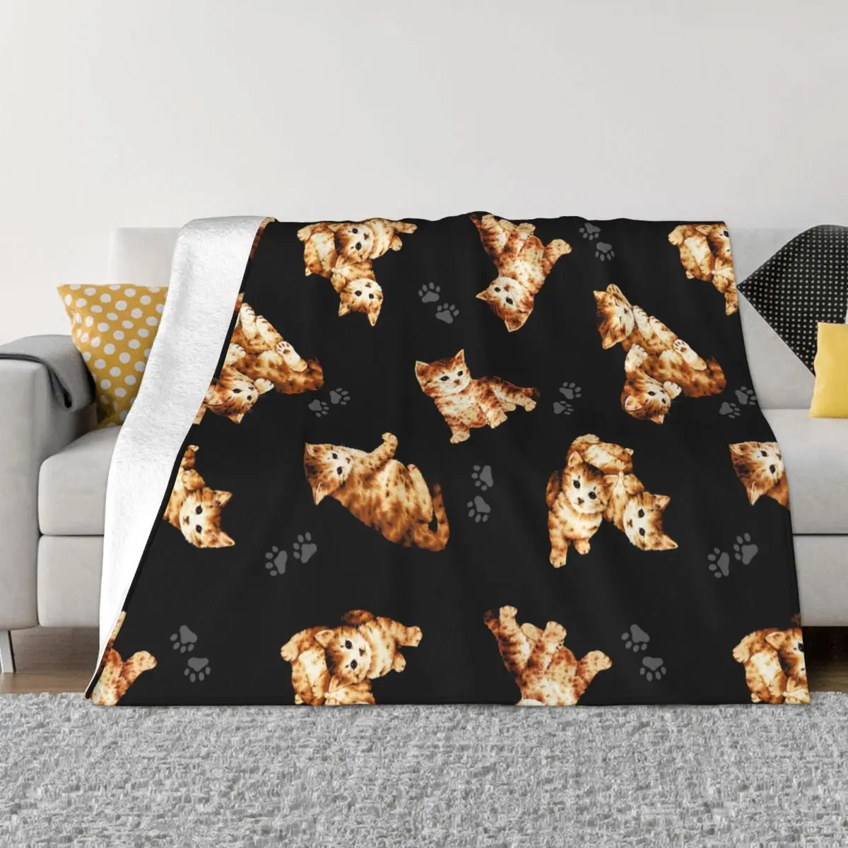 

Милый пушистый котенок, одеяло для влюбленных, флисовое осенне-зимнее портативное ультрамягкое одеяло для дивана, искусственное одеяло