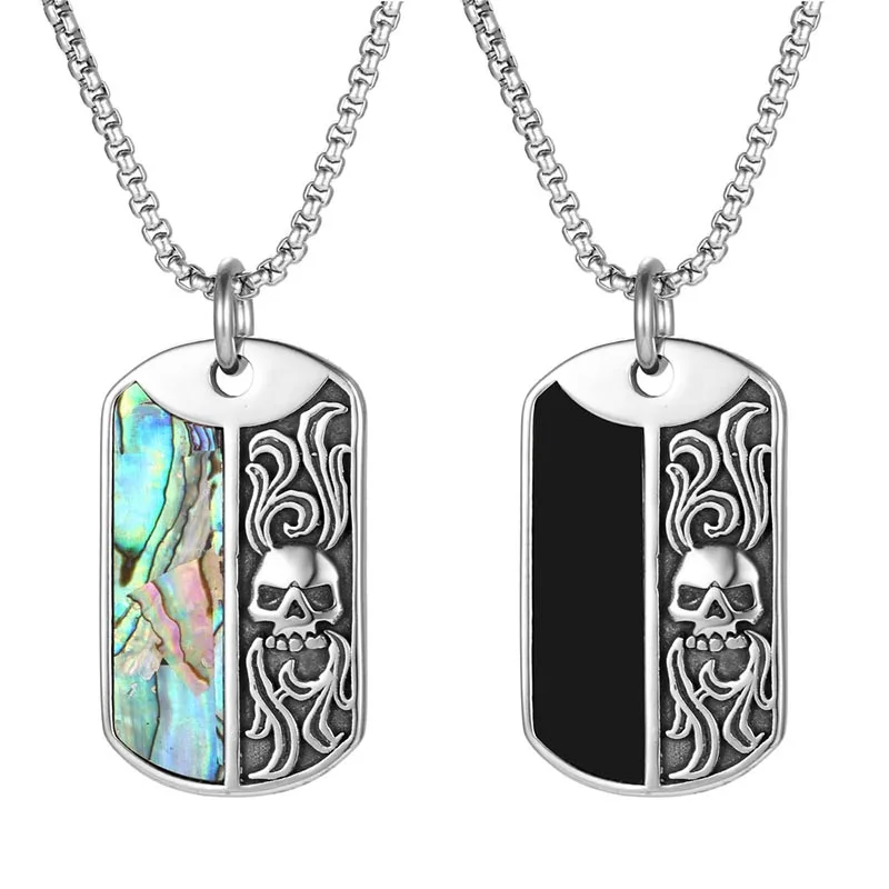 

Punk Hip Hop Caibei Skeleton Titanium Steel Men Necklace