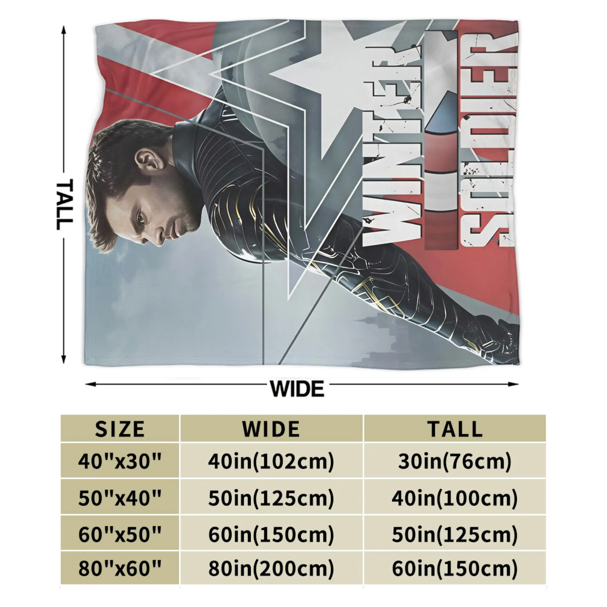 Одеяло Bucky Barnes Winter Soldier, декоративное фланелевое одеяло для дивана, кресла, теплое, на заказ, качественное, для самостоятельного изготовления, покрывало, подарок (art.: 3920dc62ed658) - 3920dc62ed658