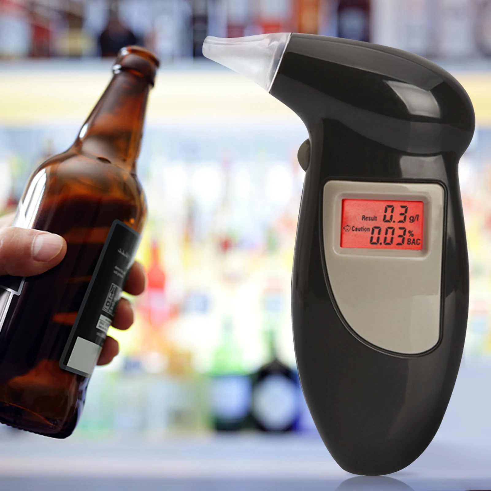 

Professional Digital AlcoholBreath Tester Breathalyzer AlcoholDetector Breath Drunk Driving Tester Device LCD Digital Display