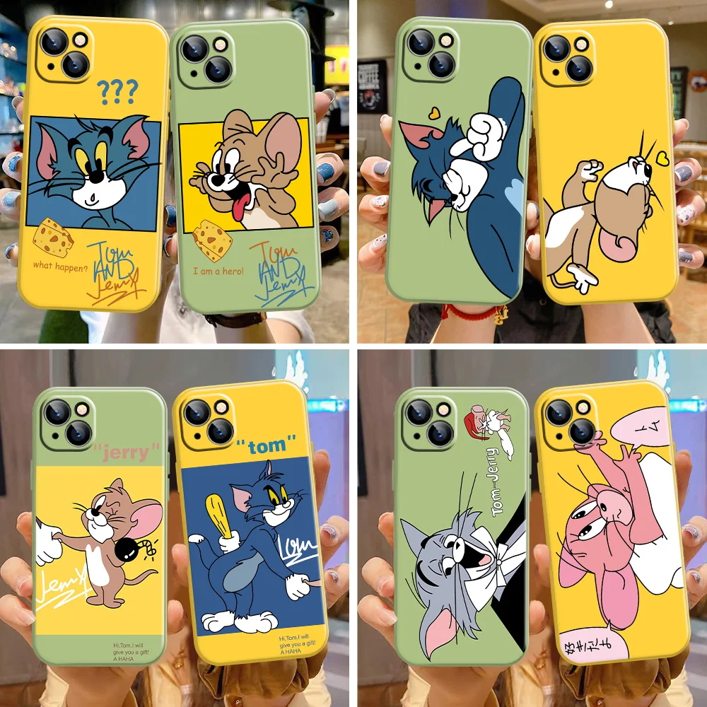 

Cat Mouse Case For iPhone 11 12 13 Pro Max 12 13 Mini XR XS Max 7 8 Plus 6S 6 Plus SE 2020 Liquid Color Soft Phone Funda Cover