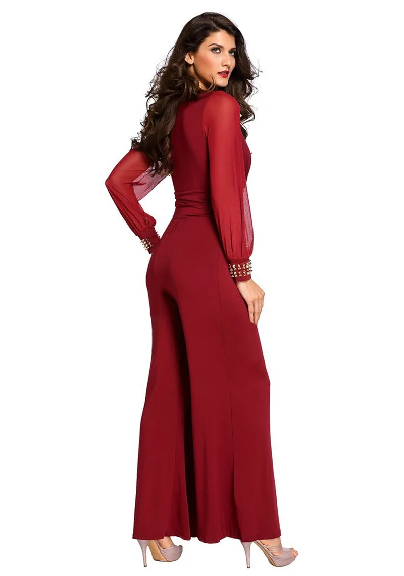 Женский комбинезон с длинным рукавом V-образным вырезом