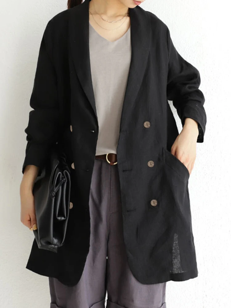 

ZANZEA Full Sleeve Lapel Tunic Split Overcoats Autumn Women's Suits Femme Fashion Vintage Work OL Split Hem Blouse Tops 2022