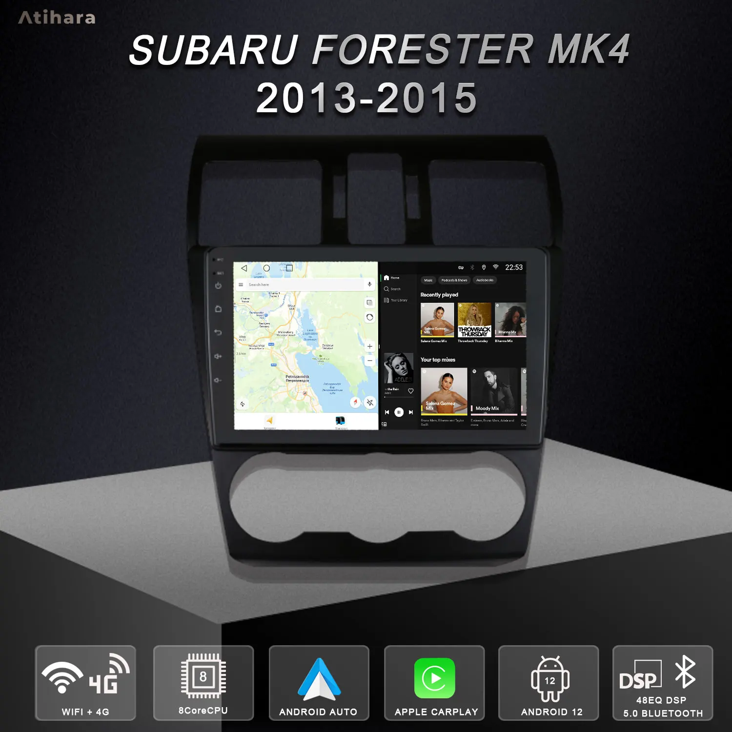 Atihara 9-дюймовый Android автомобильный радиоприемник для Subaru Forester MK4 2013-2015 Carplay Auto 2Din 4G +