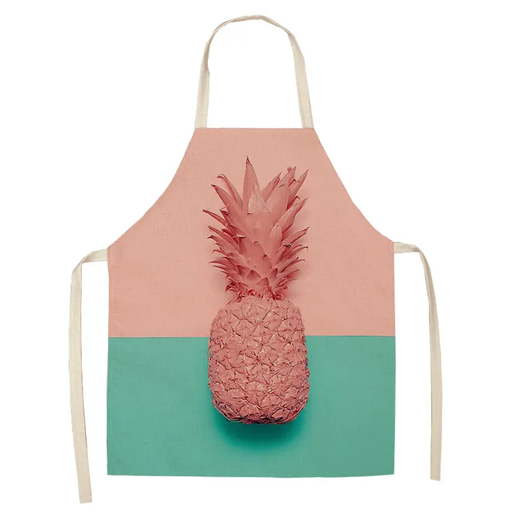 

Летние Кухонные фартуки с рисунком ананаса, из хлопка и льна, без рукавов, 55x68 см