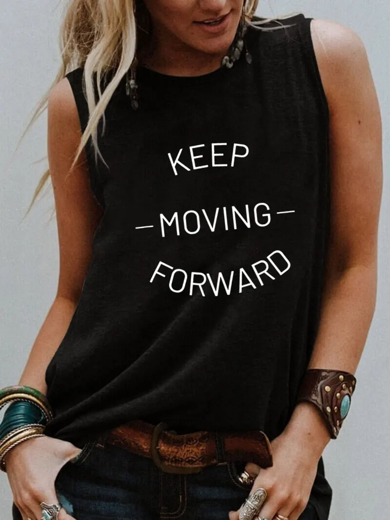 Футболка без рукавов с принтом позитивных сообщений Новое поступление Забавный