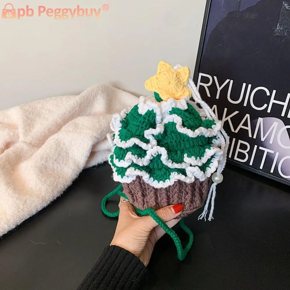 Женская вязаная сумка через плечо милый кошелек-клатч модный кошелек