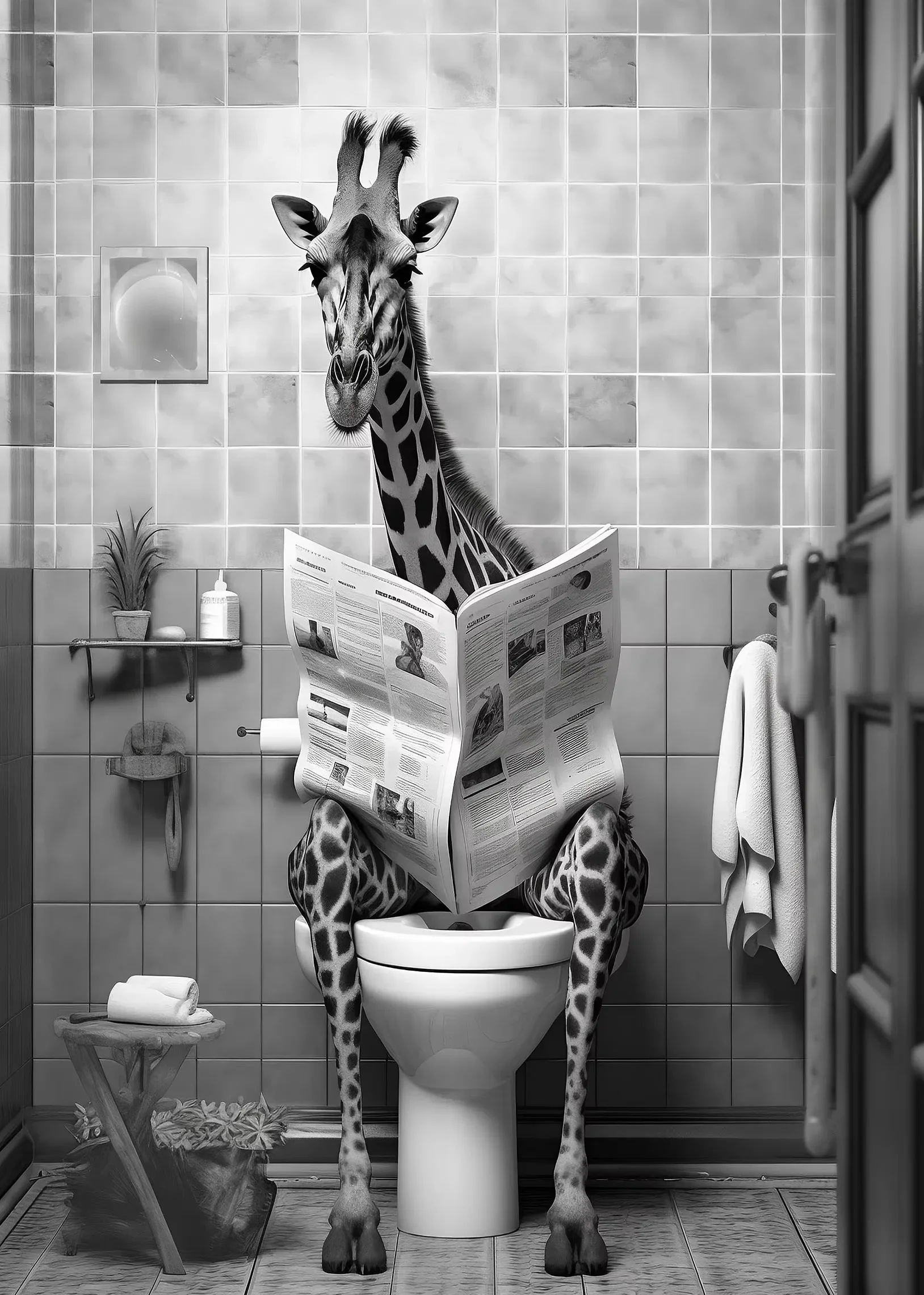 

Современная печать на холсте "Лев Корова Сидя на туалете"