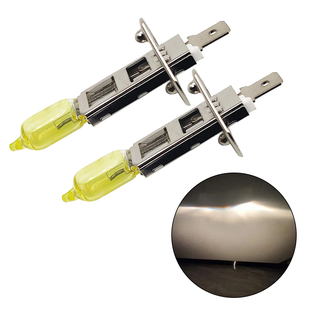 

2pcs Car Headlights Car Halogen Lamp Super Bright Gold Light H1 100W 2000LM 100W 3000K 12V-24V DC Yellow Light Accessories
