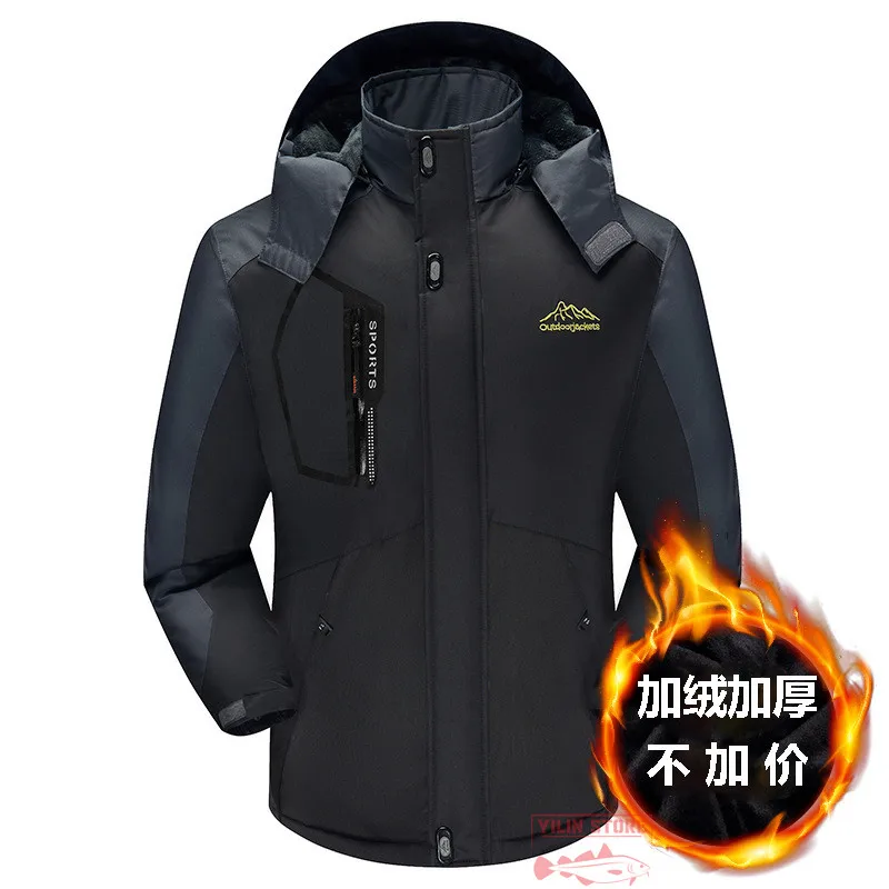 

2022 Men's Clothing Ski Jacket Winter Waterproof Windproof Warm Fleece Thick Outwear Removable Hooded Parka Plus Size Coat M-5XL