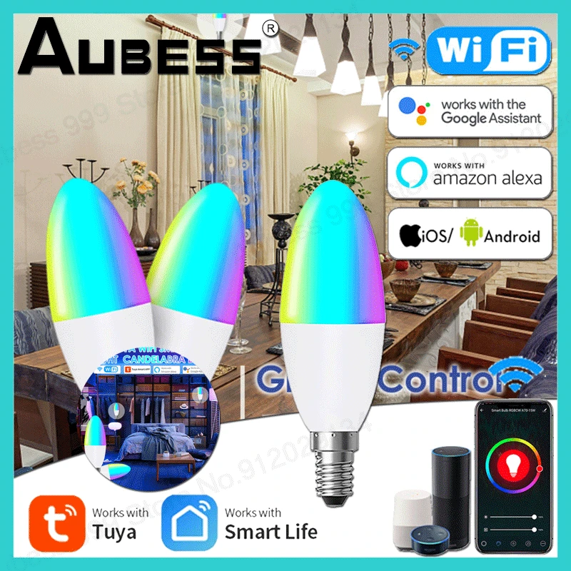 

Умная Светодиодная лампа с Wi-Fi, E27, умная лампа с регулируемой яркостью, 220 В