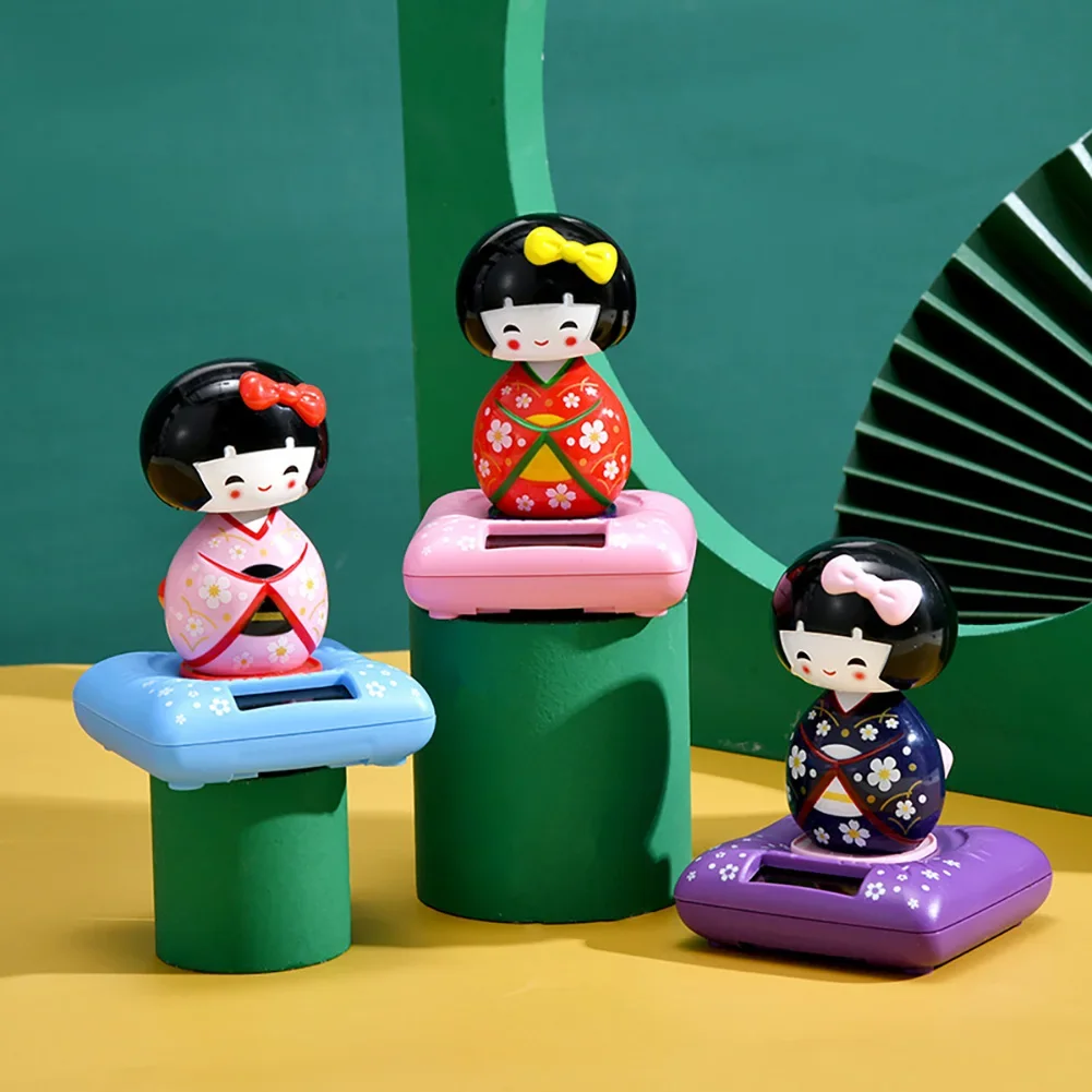 Кукла в японском стиле на солнечной энергии украшение для автомобиля кимоно