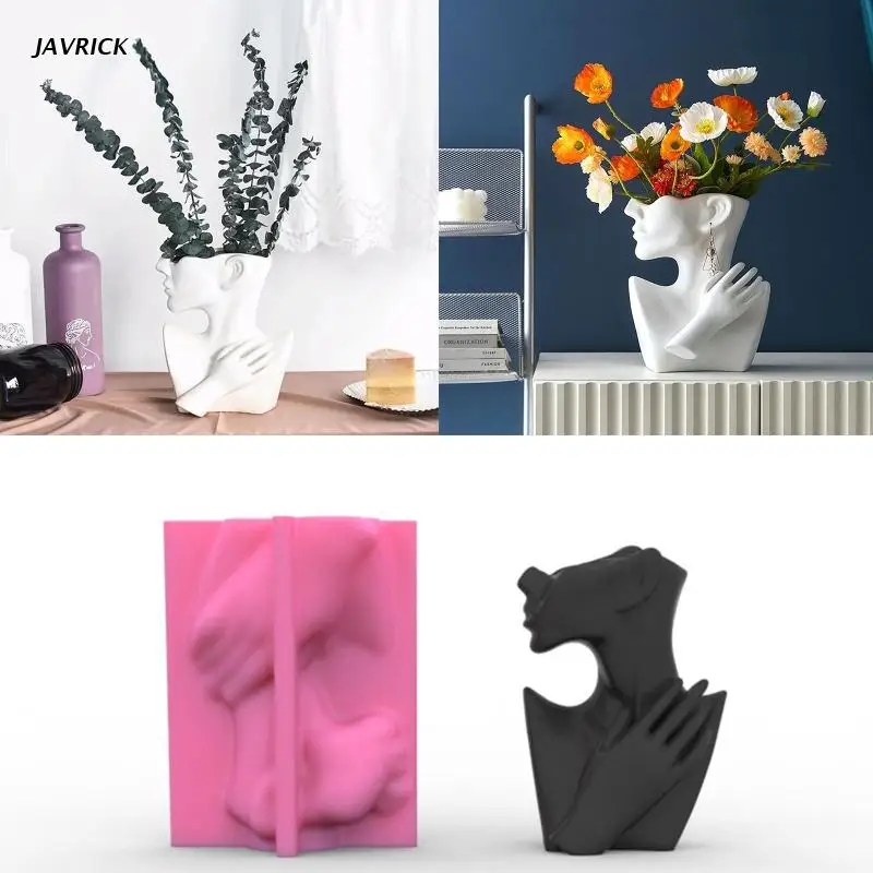 

European-style Human Body Half-body Vase Silicone Mold Cement Plaster Mold Succulent Resin Tool for Making Flower Pot