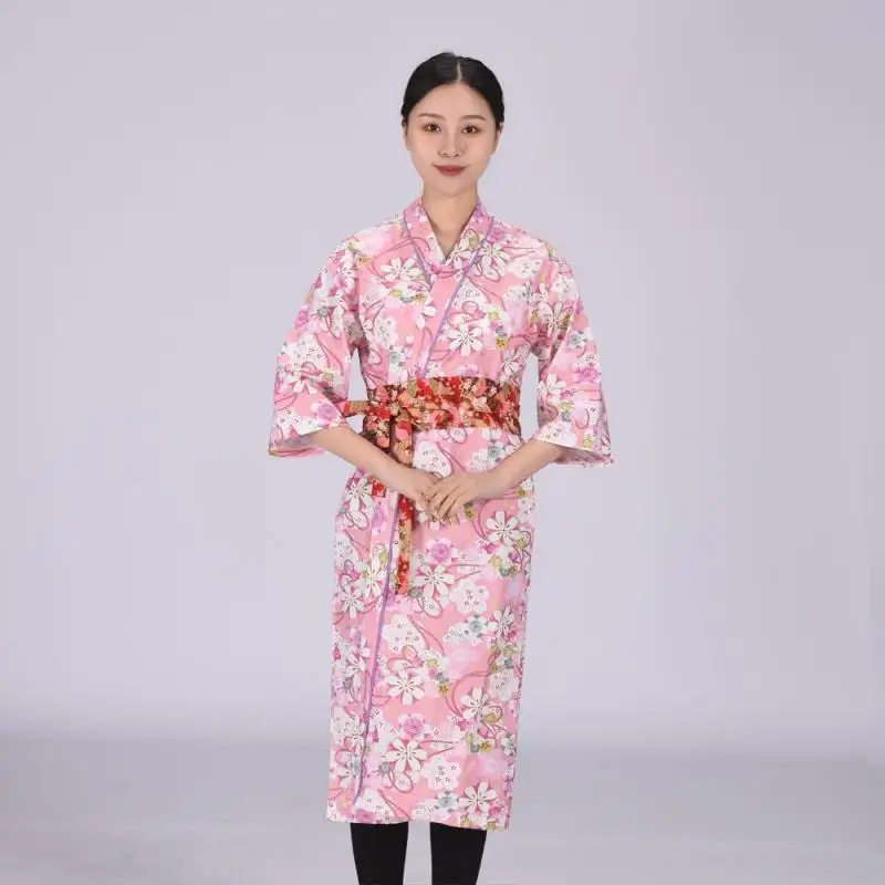 1 шт. рабочая одежда в японском стиле шеф-повара модное кимоно с цветочным принтом