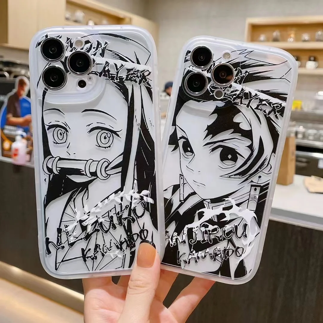 

Cartoon Japan Anime Demon Slayer Phone Case for Iphone 11 12 13 Pro Max 7 8 Plus Xr X Xs Soft Transparent TPU Silicone Cover