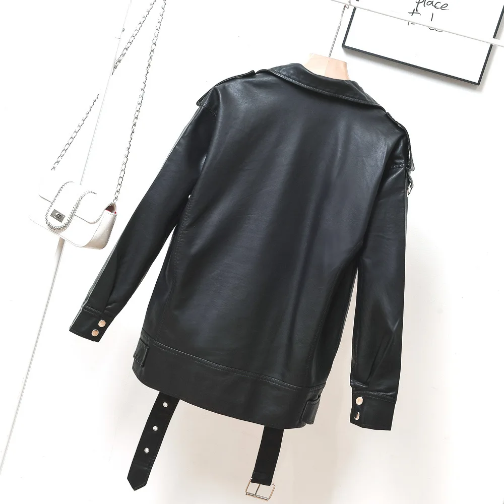 2023 new mid-length leather coat women's style leather jacke