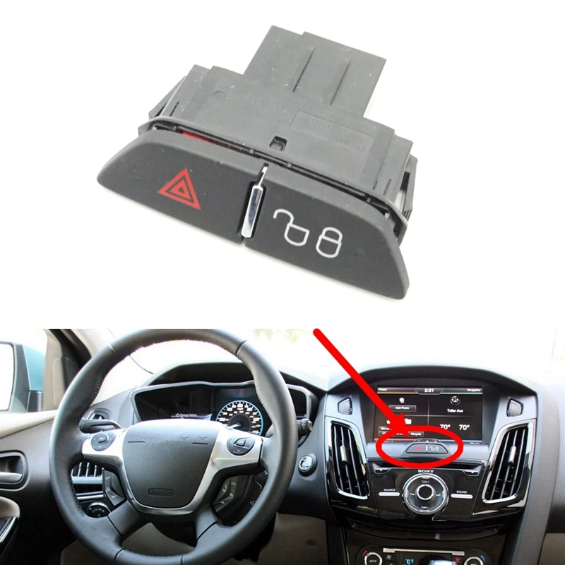 

Кнопка разблокировки автомобильного замка, аварийный мигающий сигнальный выключатель для Ford Focus MK3 2012-2015 SYNC 2 3 Ecosport BW 2013-