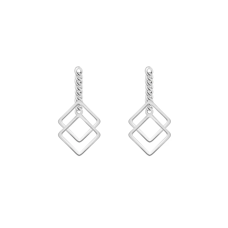 Trendy Minimalist Double Hollow Square Pendant Earrings Charm Geometry Earring For Women Girl Female Handmade Jewelry images - 6